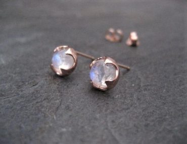 14k rose gold moonstone earrings