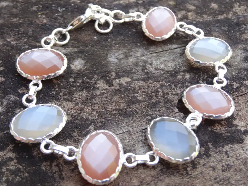 Peach moonstone bracelet