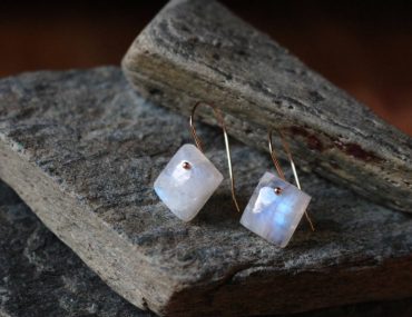 Square moonstone earrings