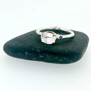 Moonstone engagement ring in white gold