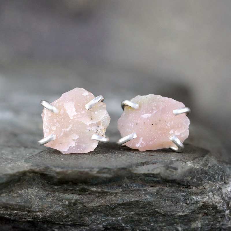 pink opal earrings