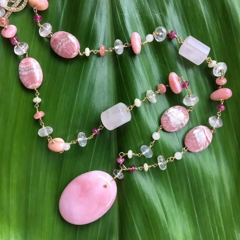 pink opal necklaces