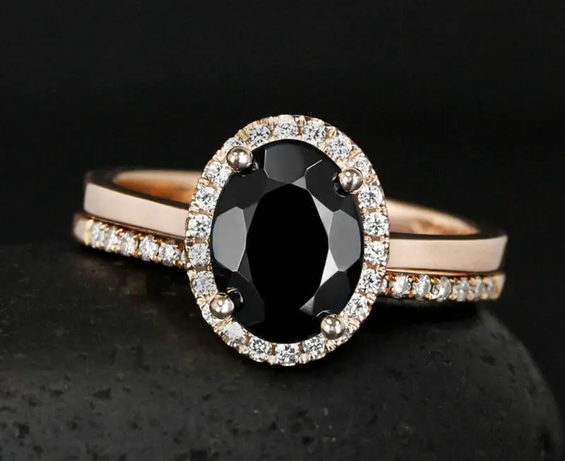 black tourmaline engagement ring