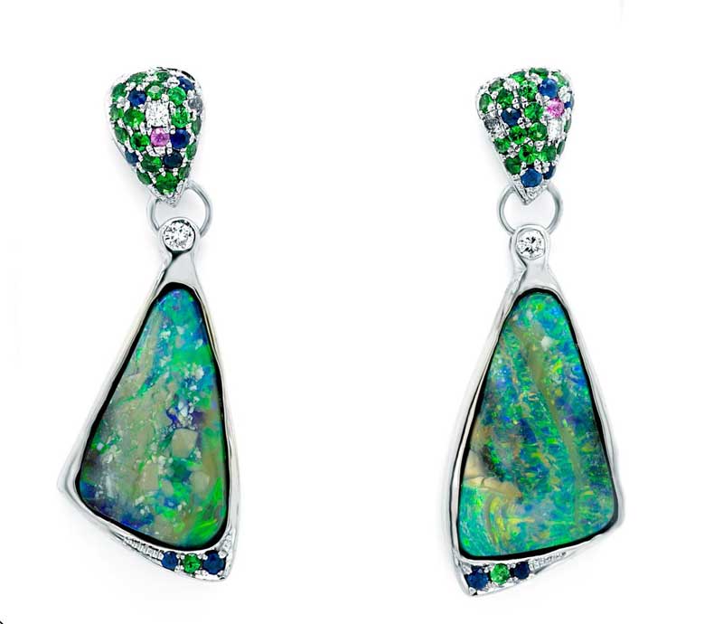 green opal earrings