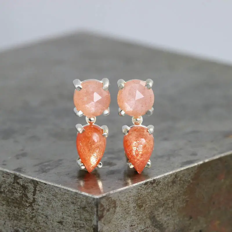 peach moonstone earrings