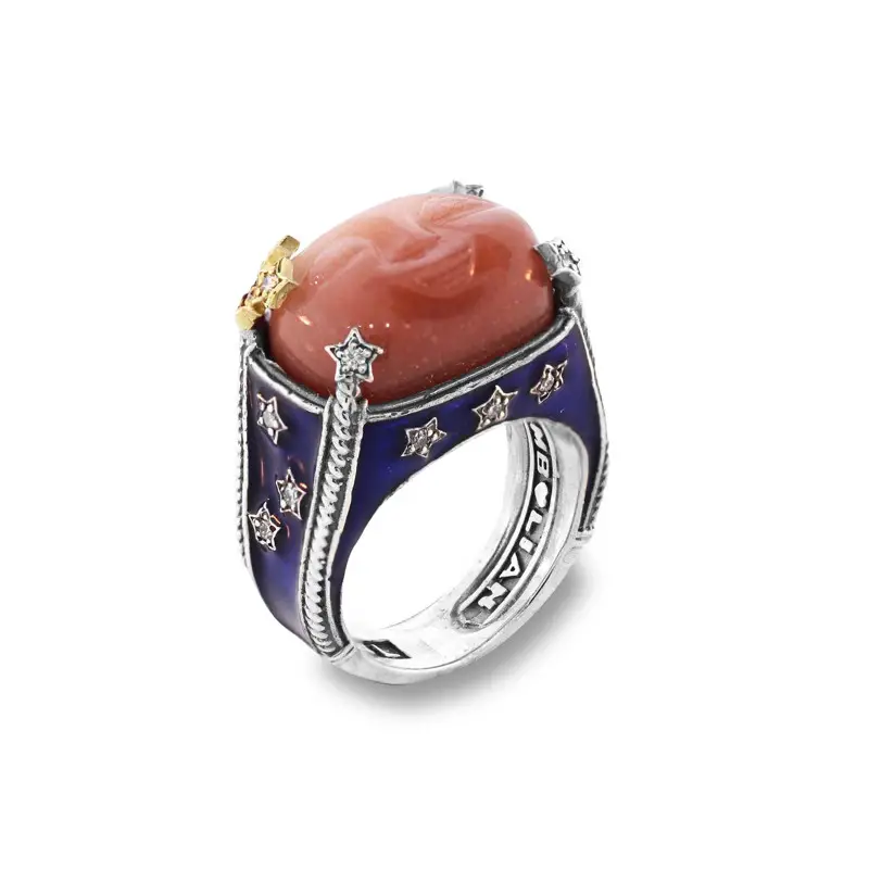 peach moonstone rings