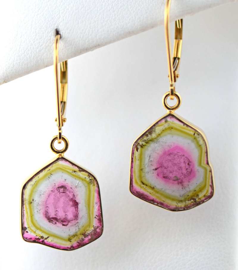 watermelon tourmaline earrings