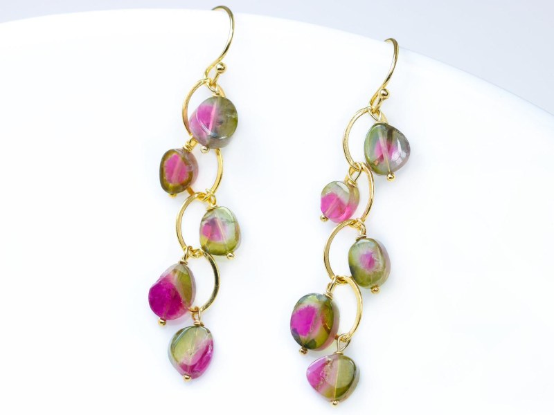 watermelon tourmaline earrings