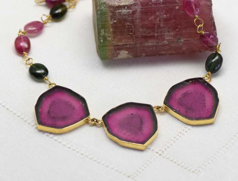 watermelon tourmaline necklaces