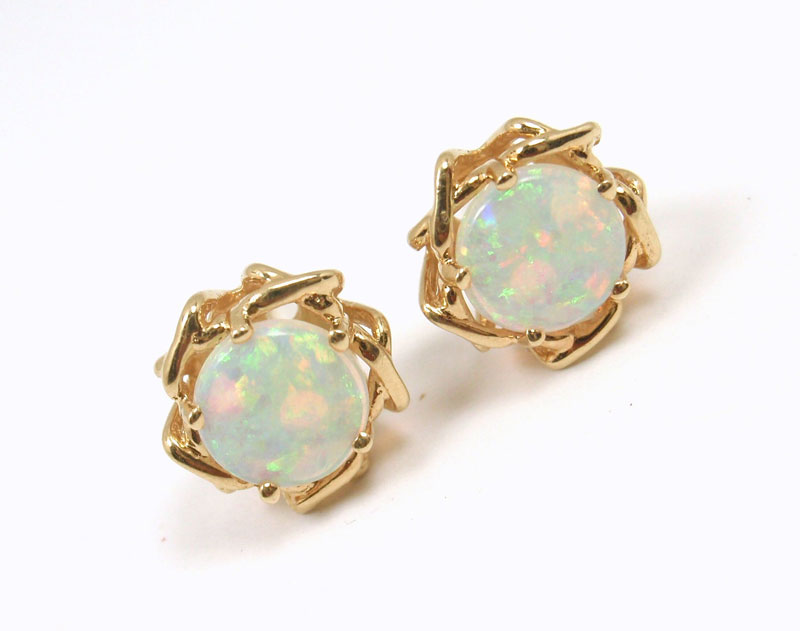 white opal earrings
