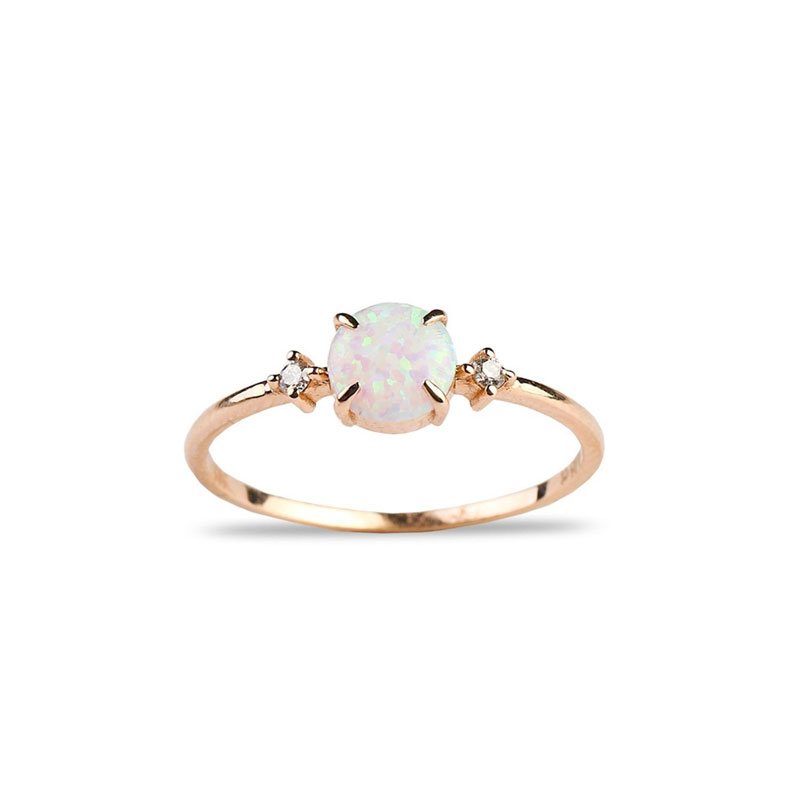 white opal engagement ring