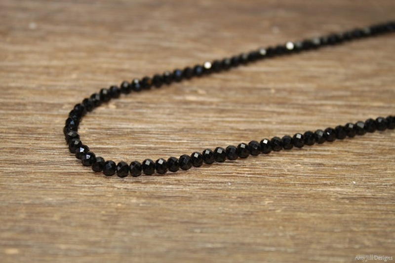 black spinel beaded necklace