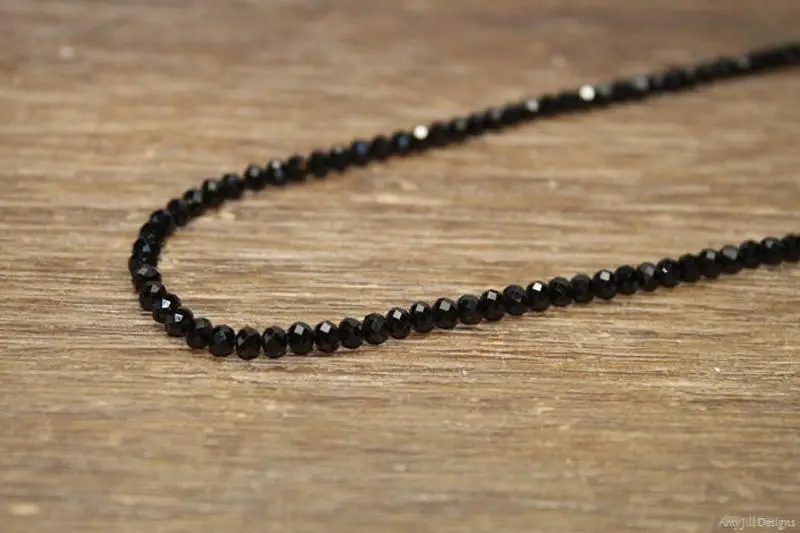 black spinel beaded necklace