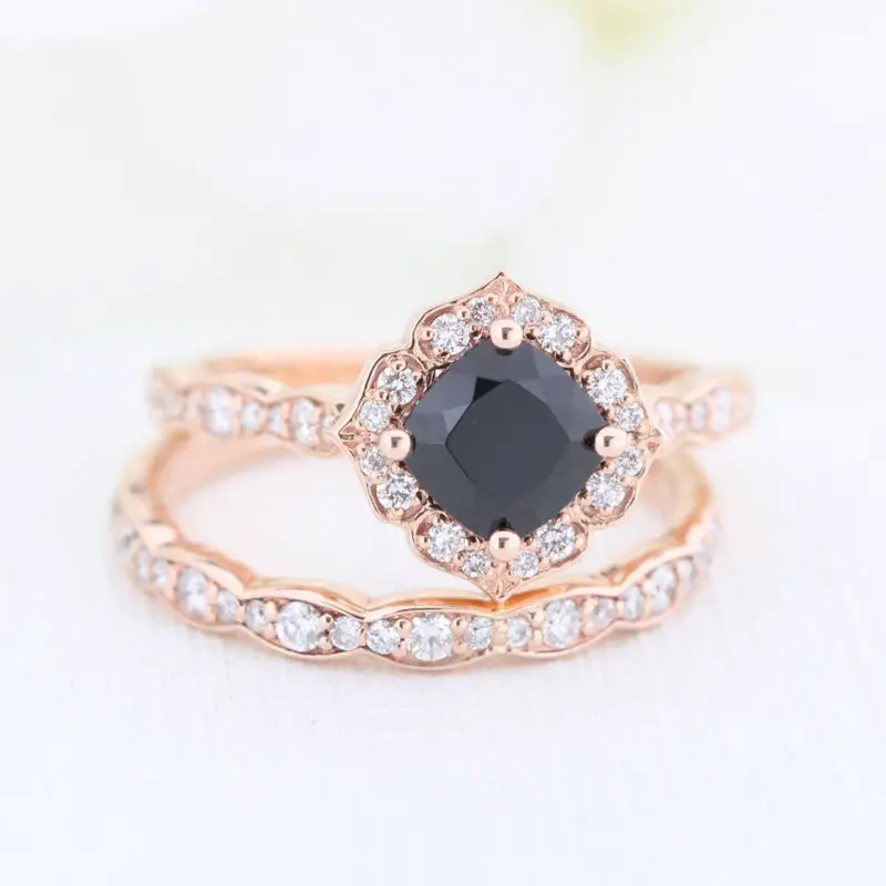 black spinel engagement ring