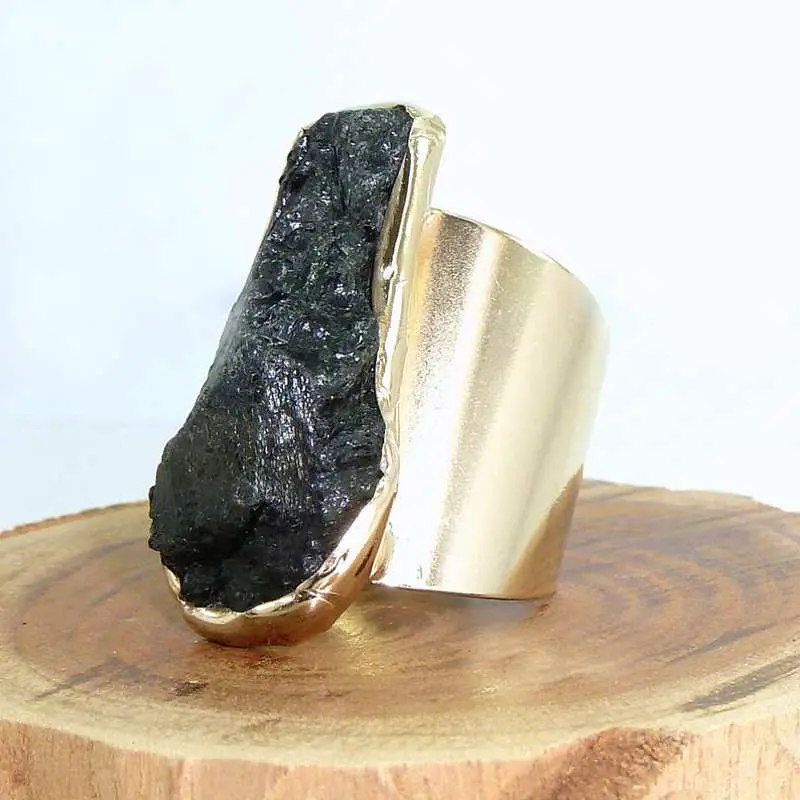 Rough Black Tourmaline Ring
