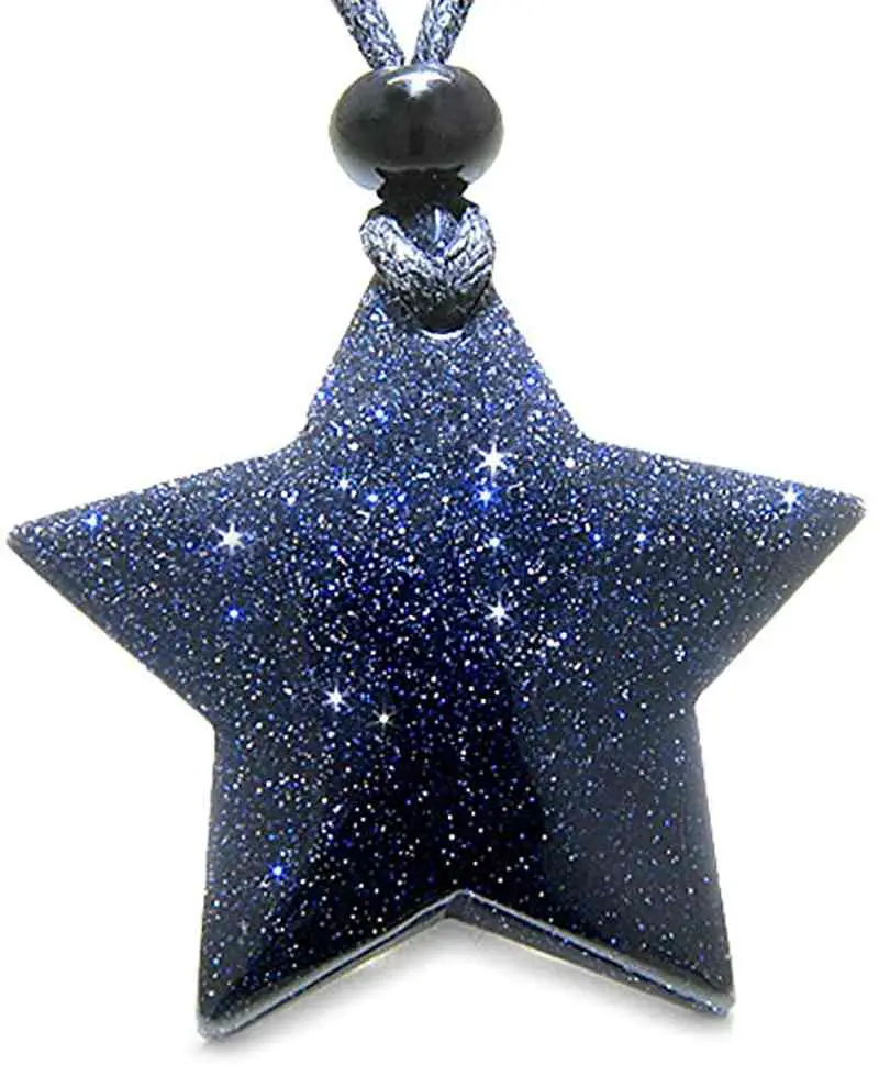 Blue Goldstone Five Pointed Star Amulet