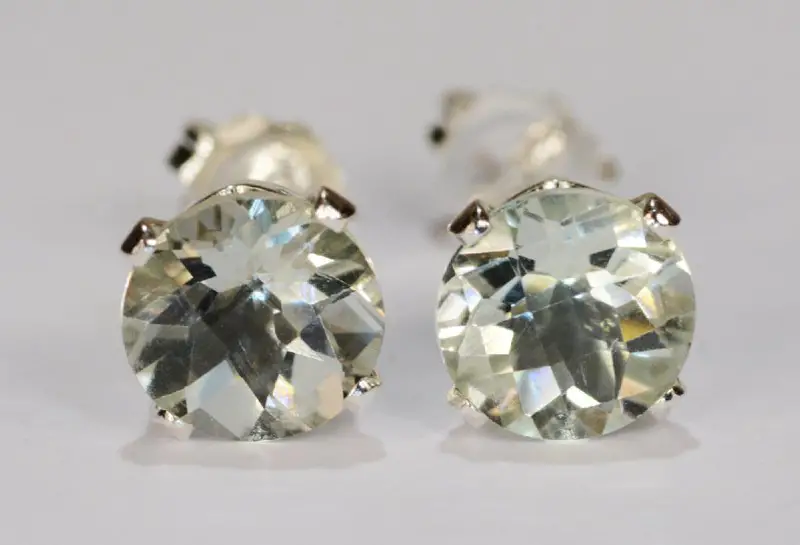 Green Amethyst Stud Earrings