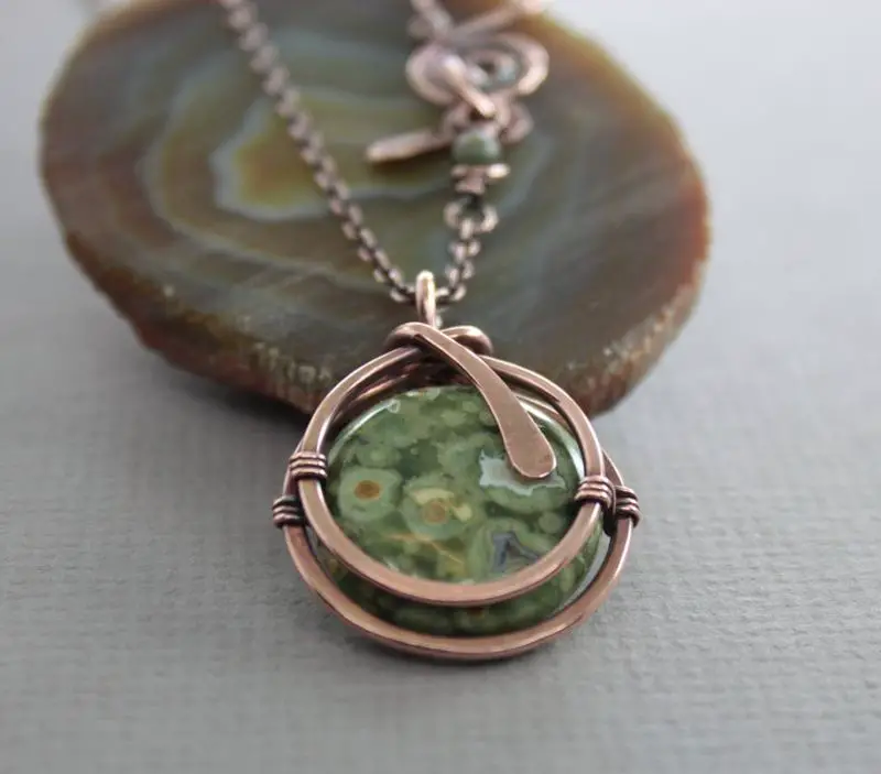 green jasper pendant necklace