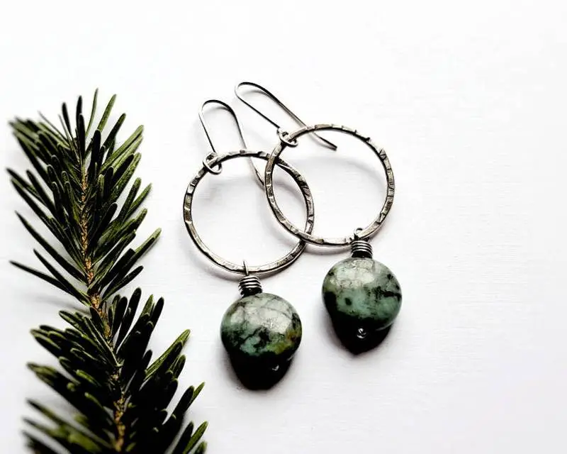 green jasper dangle earrings