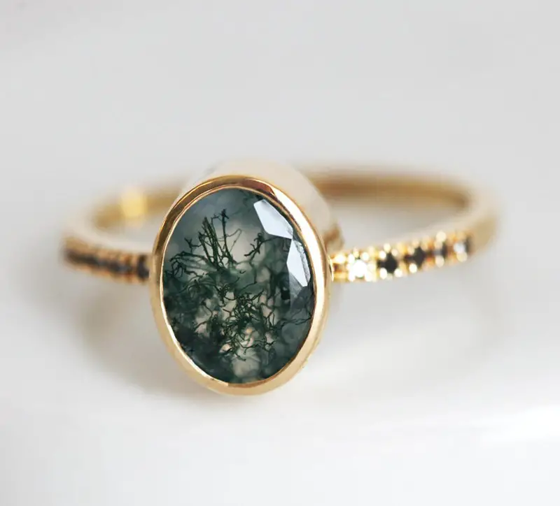 moss agate rings