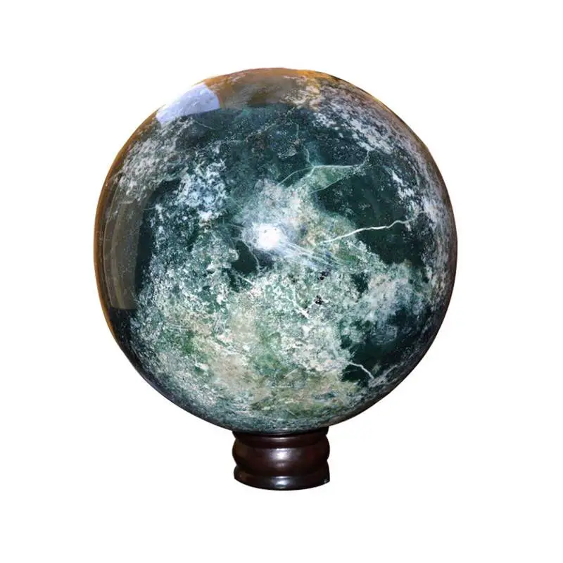 Large moss agate sphere ball
