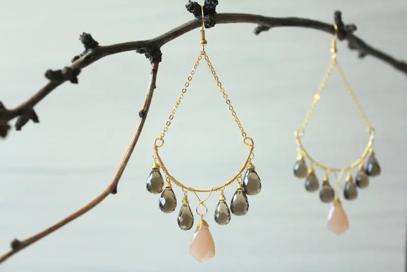 Peach Moonstone Earrings