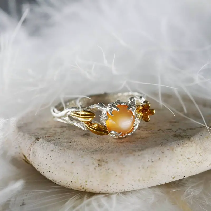  Peach Moonstone Rings