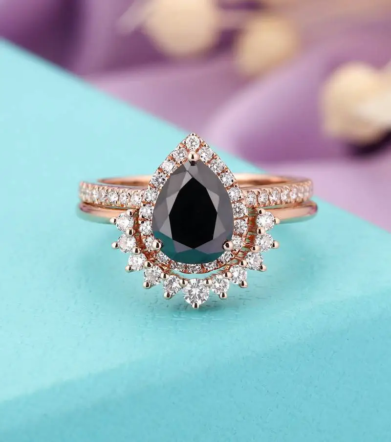 Black Sapphire Engagement Ring