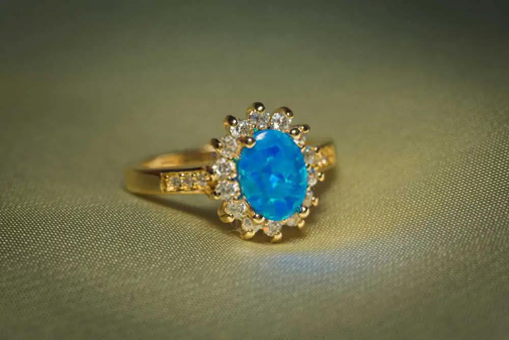 Gold Ring with Blue Opal