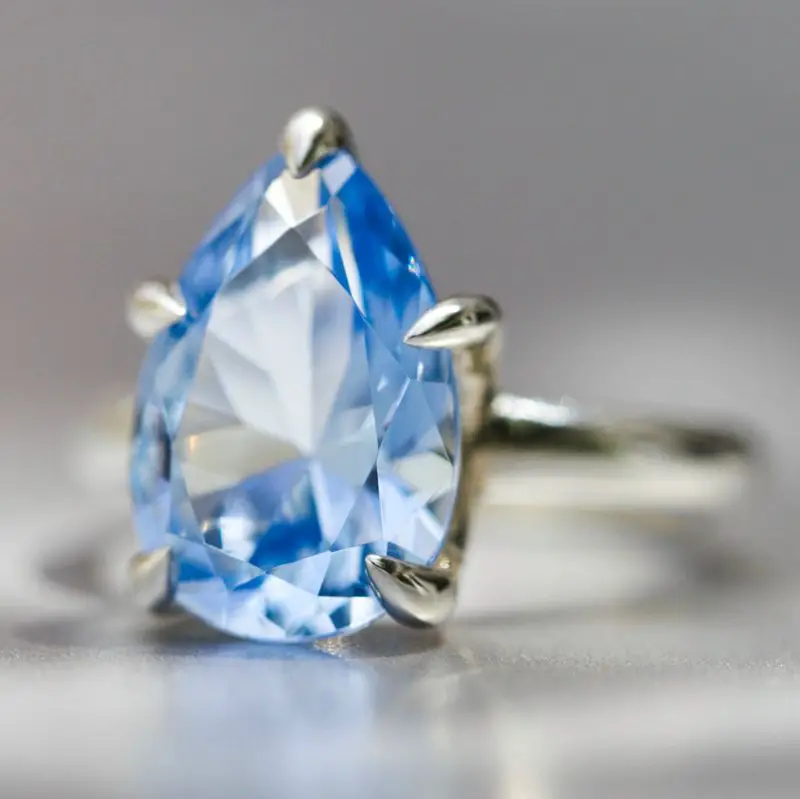 Blue Spinel Solitaire Ring