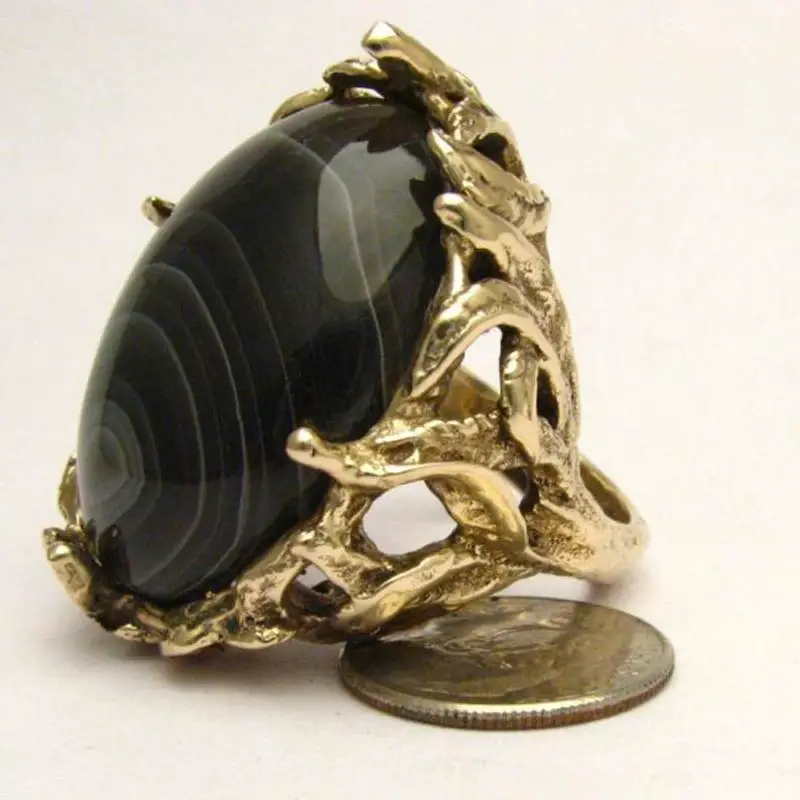 14K Gold Ring with Botswana Agate
