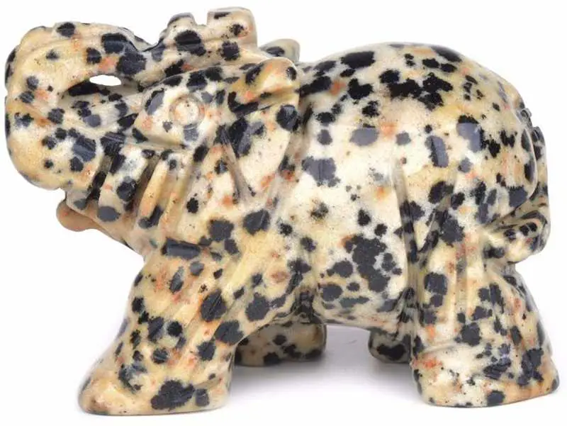  Dalmatian Jasper Elephant Figurine