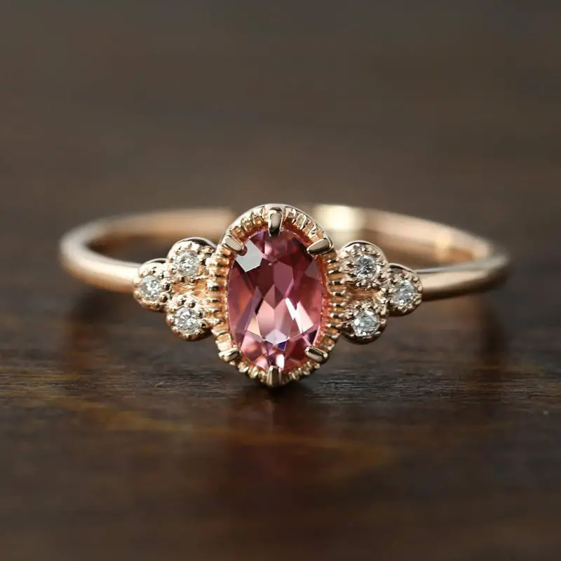 Pink Tourmaline Engagement Ring