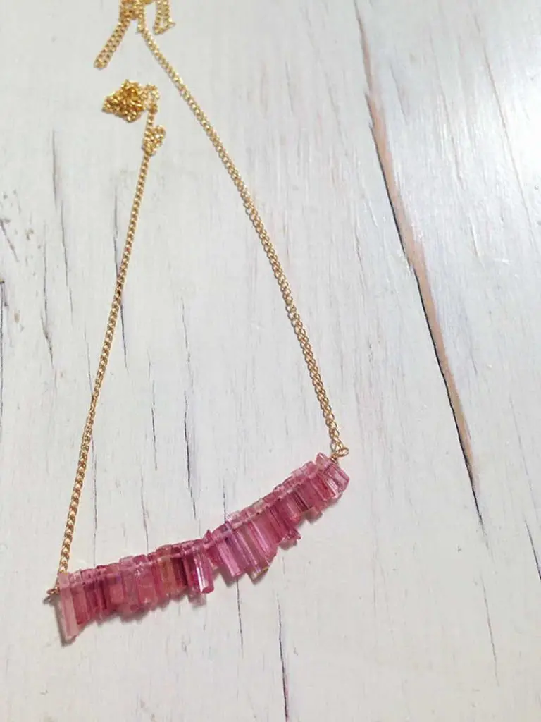 Pink Tourmaline Raw Shards Necklace
