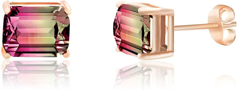 Watermelon Tourmaline Stud Earrings