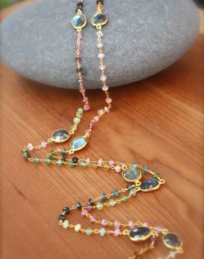 Watermelon Tourmaline Beaded Necklace
