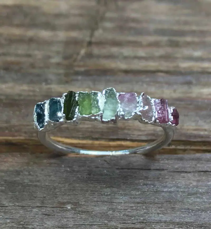 Watermelon Tourmaline Raw Ring