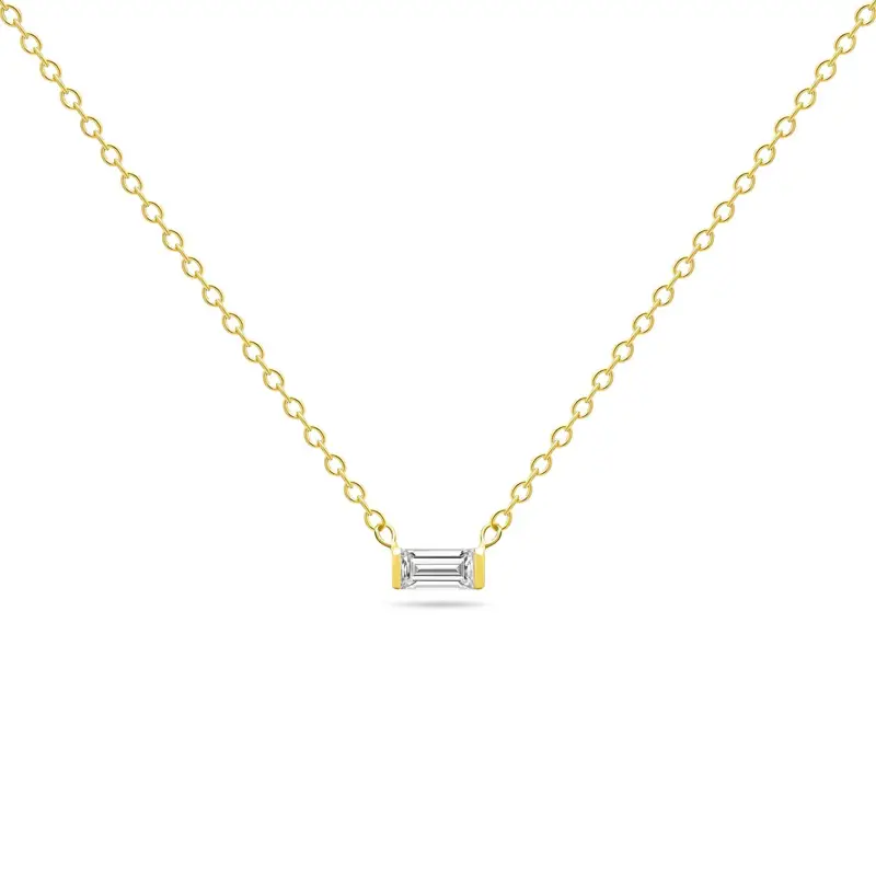 14k solid gold White Sapphire Necklace