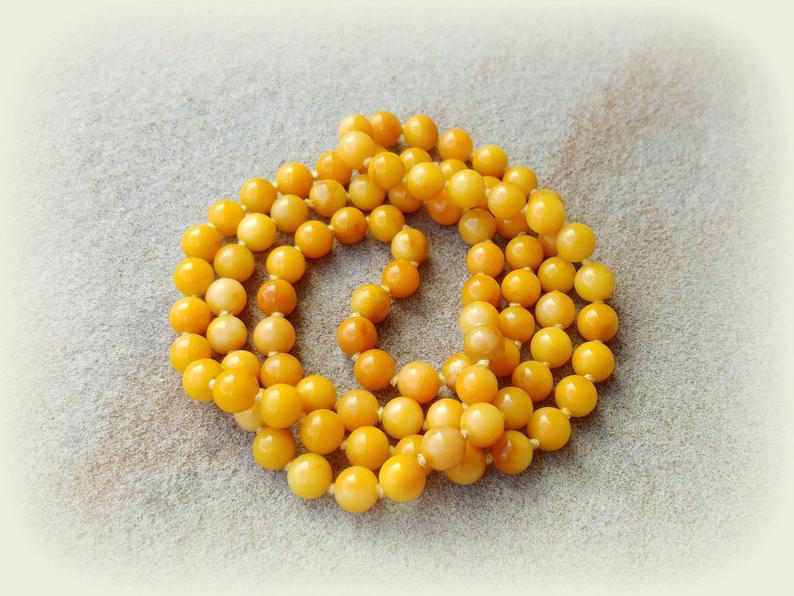 Yellow Jade Beaded Necklace