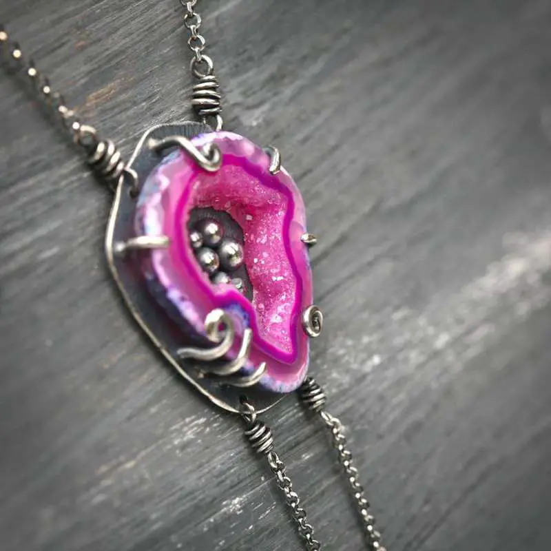 pink agate pendant