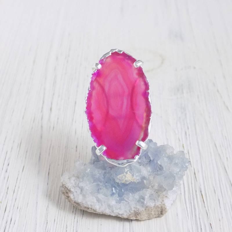 Raw Pink Agate Ring
