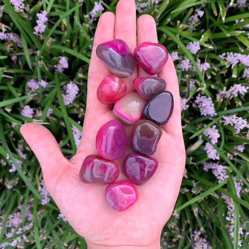 tumbled pink agate stones