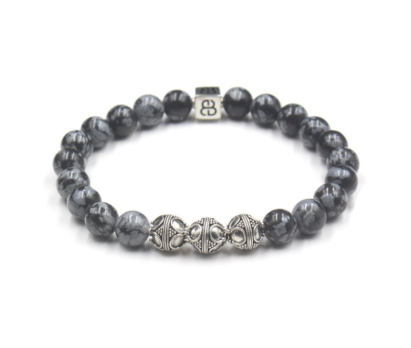 snowflake obsidian beads bracelet