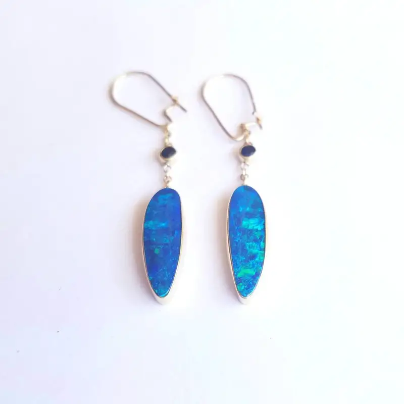blue opal dangle earrings