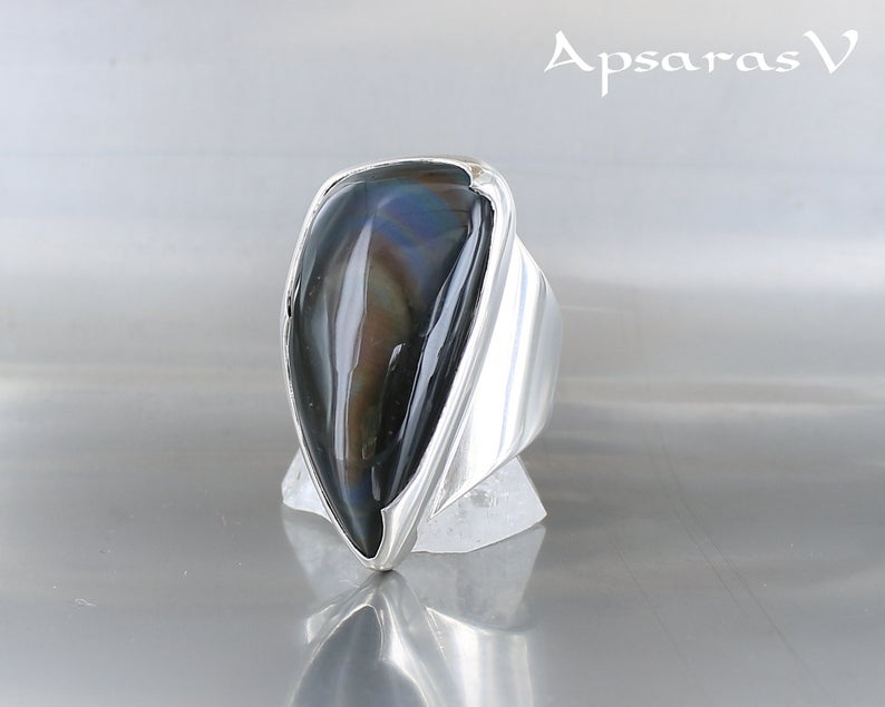 rainbow obsidian ring