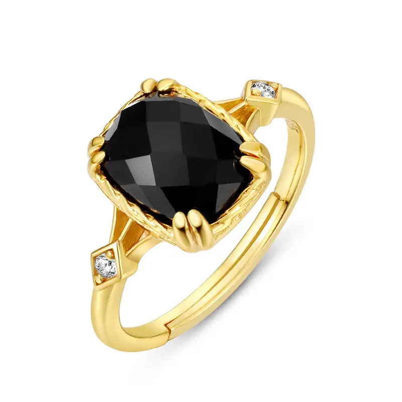 black onyx agate ring