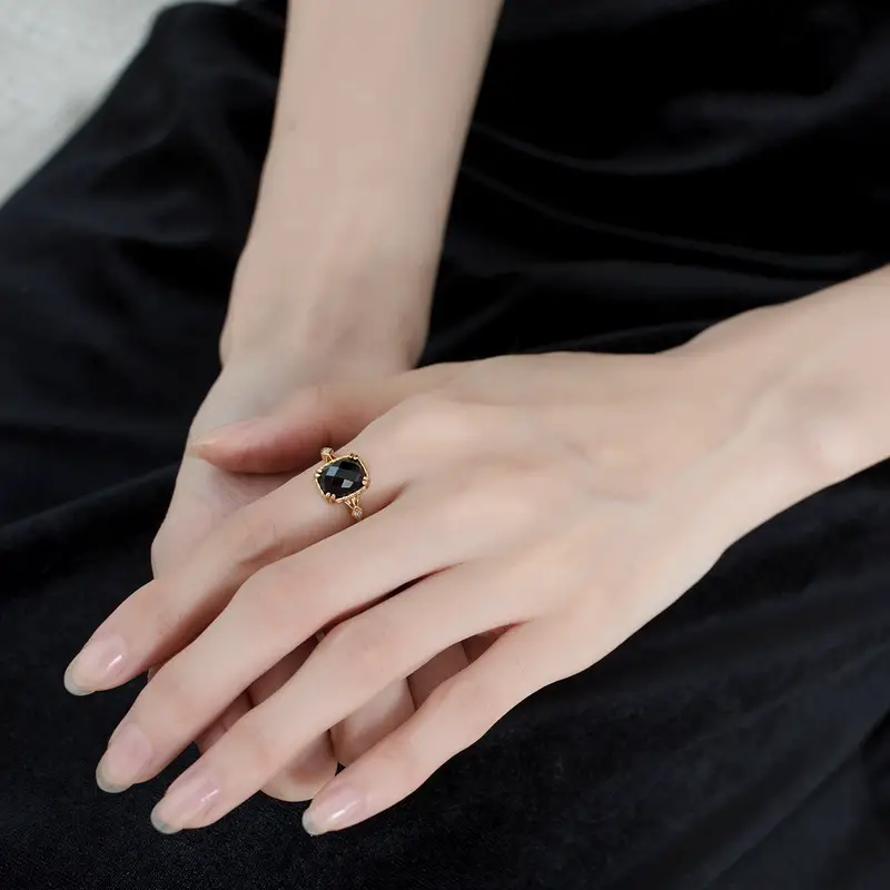 black onyx agate ring