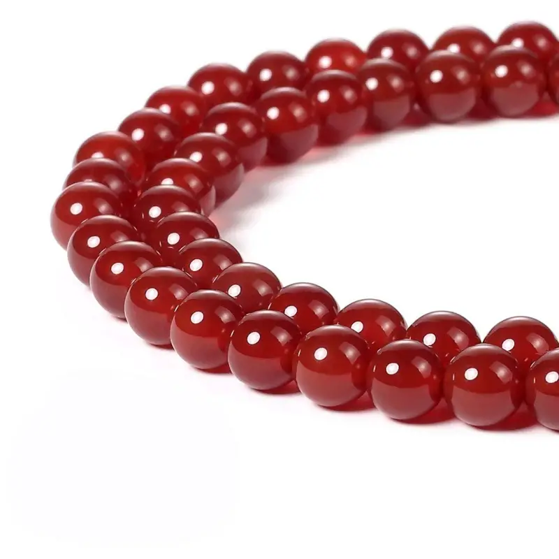 Natural Round Smooth Striped Red Agate Beads for Jewelry Making
