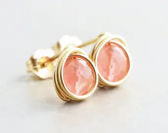 cherry quartz earrings