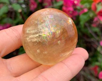 honey calcite sphere stone